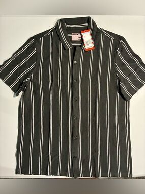 Cat & Jack Charcoal Button-Down With White Stripes